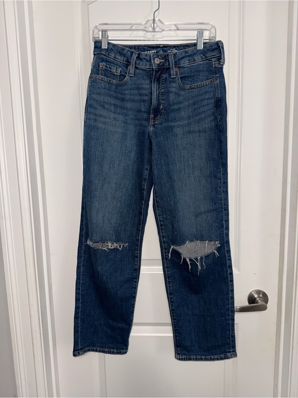 Old Navy OG Loose Fit w/Secret Smooth Pockets Dark Blue Distressed Jeans